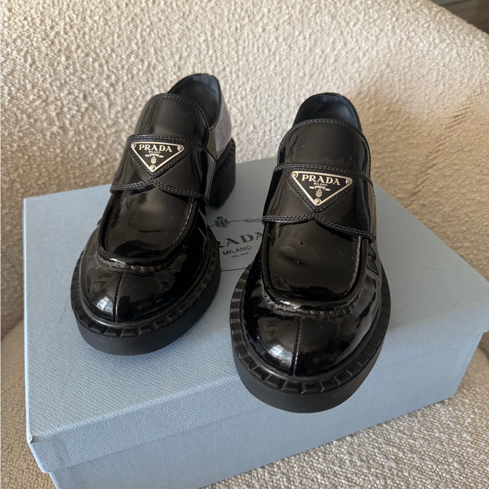 Prada Black Patent Leather Loafers